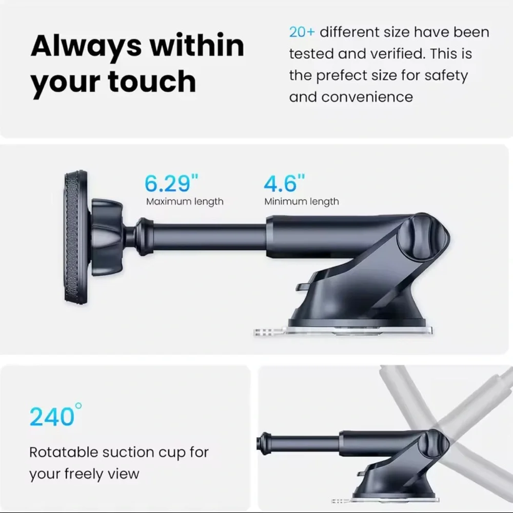 Magnetic Suction Cup Phone Mount Plus for Car (Black) — Apps2Car - Picture 10 of 16